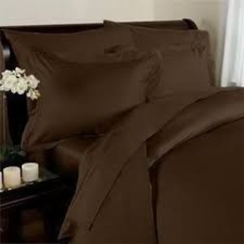 700 Thread Count 100% Egyptian Cotton 15 Inch Deep Pocket by Prince Bedding Bottom Sheet Only Solid Chocolate Queen Size 1 Piece Fitted Sheet 